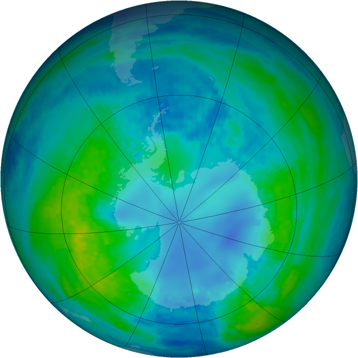 Antarctic ozone map for 23 April 2003